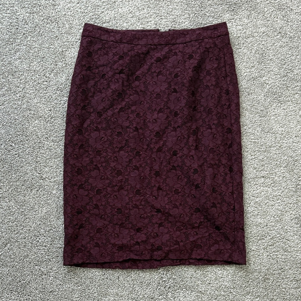 Halogen Burgundy Floral Pencil Skirt